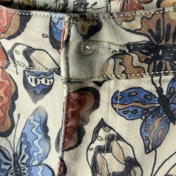 Free People Women Float On Flare Jeans Printed Butterflies Size 24 - Picture 6 of 16